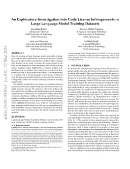 An Exploratory Investigation into Code License Infringements in Large
  Language Model Training Datasets