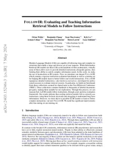 FollowIR: Evaluating and Teaching Information Retrieval Models to Follow
  Instructions