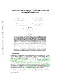 Collaborative AI Teaming in Unknown Environments via Active Goal
  Deduction