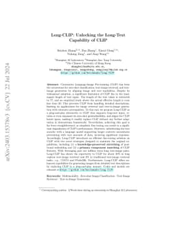 Long-CLIP: Unlocking the Long-Text Capability of CLIP