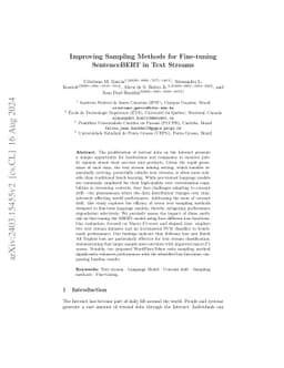 Improving Sampling Methods for Fine-tuning SentenceBERT in Text Streams