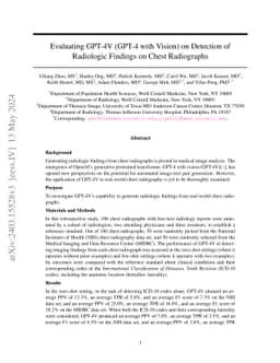 Evaluating GPT-4 with Vision on Detection of Radiological Findings on
  Chest Radiographs