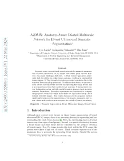 A2DMN: Anatomy-Aware Dilated Multiscale Network for Breast Ultrasound
  Semantic Segmentation
