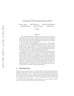 Assessing Web Fingerprinting Risk