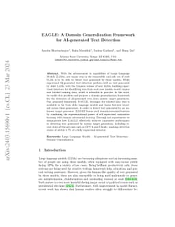 EAGLE: A Domain Generalization Framework for AI-generated Text Detection