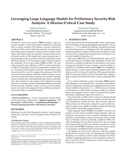 Leveraging Large Language Models for Preliminary Security Risk Analysis:
  A Mission-Critical Case Study