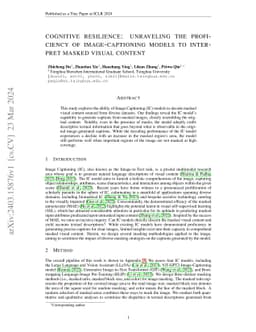 Cognitive resilience: Unraveling the proficiency of image-captioning
  models to interpret masked visual content