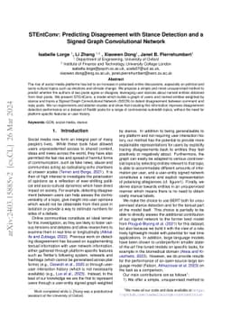 STEntConv: Predicting Disagreement with Stance Detection and a Signed
  Graph Convolutional Network