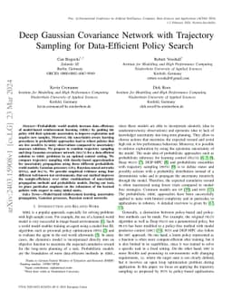 Deep Gaussian Covariance Network with Trajectory Sampling for
  Data-Efficient Policy Search