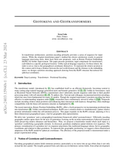Geotokens and Geotransformers