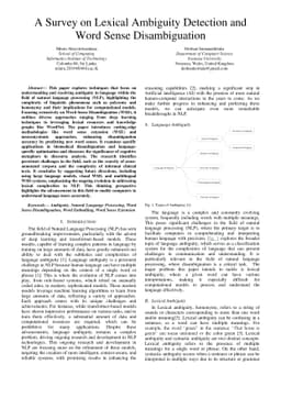 A Survey on Lexical Ambiguity Detection and Word Sense Disambiguation