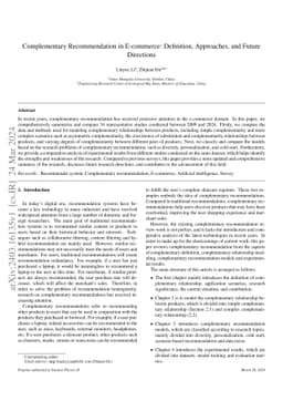 Complementary Recommendation in E-commerce: Definition, Approaches, and
  Future Directions