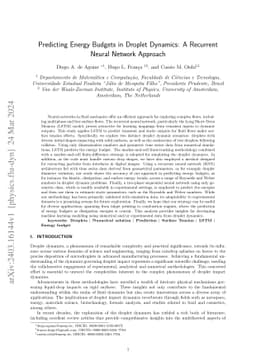 Predicting Energy Budgets in Droplet Dynamics: A Recurrent Neural Network Approach