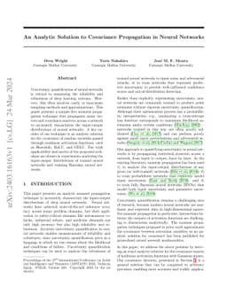 An Analytic Solution to Covariance Propagation in Neural Networks