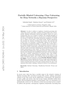 Partially Blinded Unlearning: Class Unlearning for Deep Networks a
  Bayesian Perspective