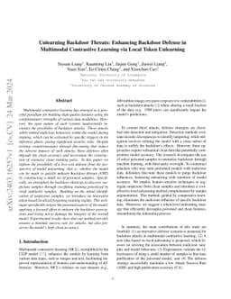 Unlearning Backdoor Threats: Enhancing Backdoor Defense in Multimodal
  Contrastive Learning via Local Token Unlearning