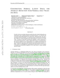 Constricting Normal Latent Space for Anomaly Detection with Normal-only
  Training Data