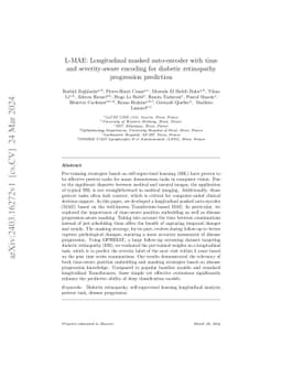 L-MAE: Longitudinal masked auto-encoder with time and severity-aware
  encoding for diabetic retinopathy progression prediction