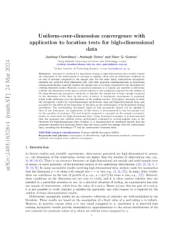 Uniform-over-dimension convergence with application to location tests
  for high-dimensional data
