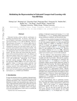 Rethinking the Representation in Federated Unsupervised Learning with
  Non-IID Data
