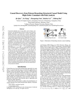 Causal Discovery from Poisson Branching Structural Causal Model Using
  High-Order Cumulant with Path Analysis