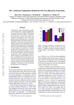 PE: A Poincare Explanation Method for Fast Text Hierarchy Generation