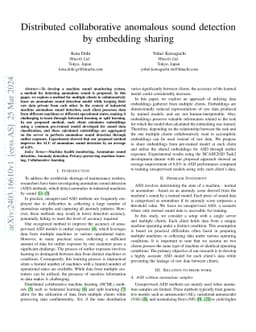 Distributed collaborative anomalous sound detection by embedding sharing