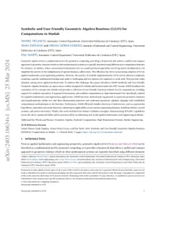 Symbolic and User-friendly Geometric Algebra Routines (SUGAR) for Computations in Matlab