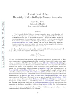 A short proof of the Dvoretzky--Kiefer--Wolfowitz--Massart inequality