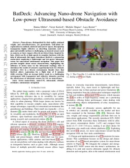 BatDeck: Advancing Nano-drone Navigation with Low-power Ultrasound-based
  Obstacle Avoidance