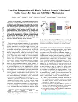 Low-Cost Teleoperation with Haptic Feedback through Vision-based Tactile
  Sensors for Rigid and Soft Object Manipulation