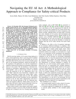 Navigating the EU AI Act: A Methodological Approach to Compliance for
  Safety-critical Products