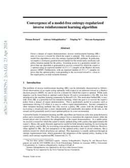 Convergence of a model-free entropy-regularized inverse reinforcement learning algorithm