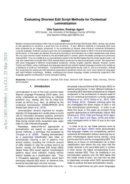 Evaluating Shortest Edit Script Methods for Contextual Lemmatization