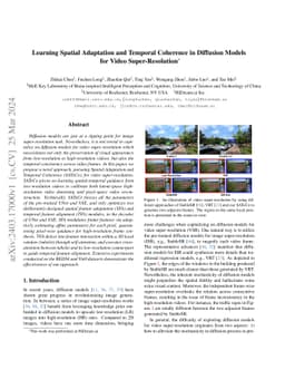 Learning Spatial Adaptation and Temporal Coherence in Diffusion Models
  for Video Super-Resolution