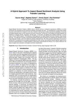 A Hybrid Approach To Aspect Based Sentiment Analysis Using Transfer
  Learning