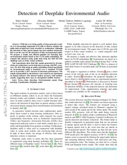 Detection of Deepfake Environmental Audio