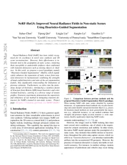 NeRF-HuGS: Improved Neural Radiance Fields in Non-static Scenes Using
  Heuristics-Guided Segmentation