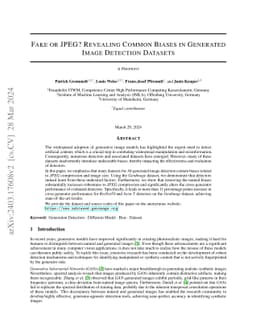 Fake or JPEG? Revealing Common Biases in Generated Image Detection
  Datasets