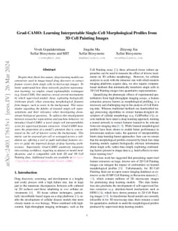 Grad-CAMO: Learning Interpretable Single-Cell Morphological Profiles
  from 3D Cell Painting Images
