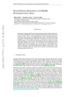 Noise2Noise Denoising of CRISM Hyperspectral Data