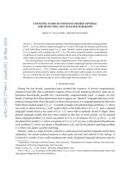 Counting Stars is Constant-Degree Optimal For Detecting Any Planted
  Subgraph