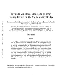 Towards Multilevel Modelling of Train Passing Events on the
  Staffordshire Bridge