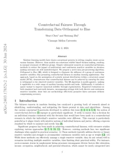 Counterfactual Fairness through Transforming Data Orthogonal to Bias