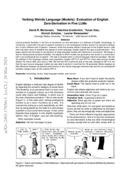 Verbing Weirds Language (Models): Evaluation of English Zero-Derivation
  in Five LLMs