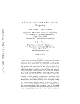 A Note On Lookahead In Real Life And Computing