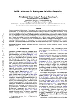 DORE: A Dataset For Portuguese Definition Generation
