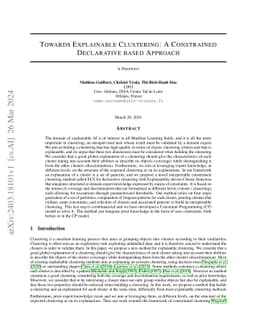 Towards Explainable Clustering: A Constrained Declarative based Approach