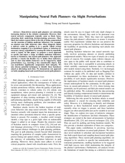 Manipulating Neural Path Planners via Slight Perturbations
