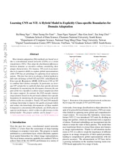 Learning CNN on ViT: A Hybrid Model to Explicitly Class-specific
  Boundaries for Domain Adaptation